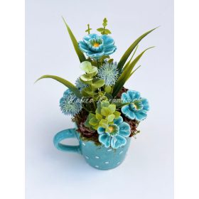 Türkiz pöttyös bögre dekor