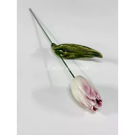 Kerámia tulipán levéllel