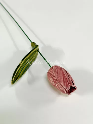Kerámia tulipán levéllel