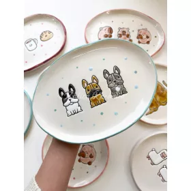 Francia bulldogos tányér