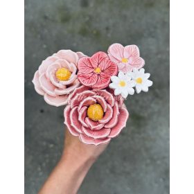 Rózsaszín rózsás csokor - 6 darabos