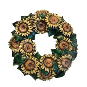 Napraforgós kerámia koszorú, festett
