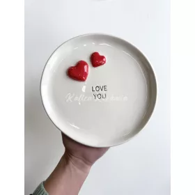 Szíves feliratos tányér